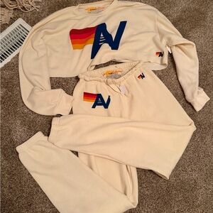 NWT Aviator Nation Cropped Crewneck and Jogger Set